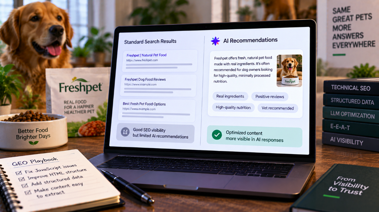 Freshpet Ranked in Search but Stayed Invisible to AI—JavaScript-Hidden Content Was Part of the Problem