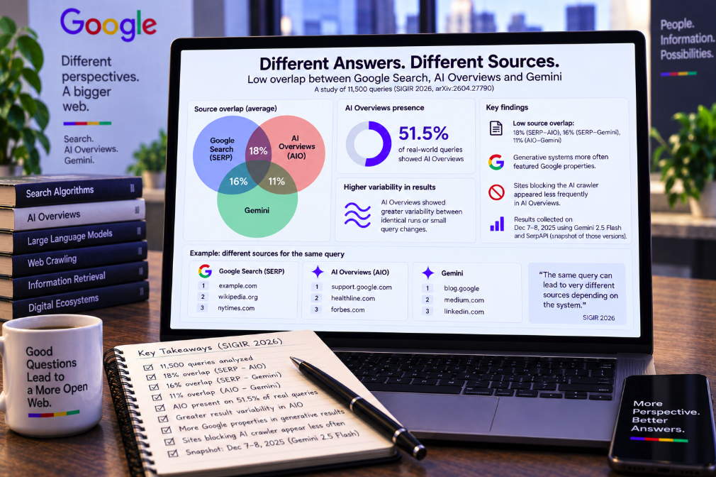 Google Search, AI Overviews and Gemini Often Choose Almost Completely Different Sources for the Same Query