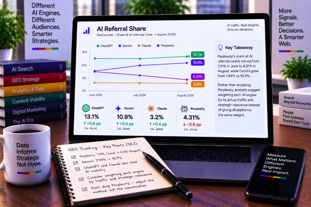 Perplexity’s AI Referral Share Nearly Halved—Should GEO Scores Stop Weighting Every Engine Equally?