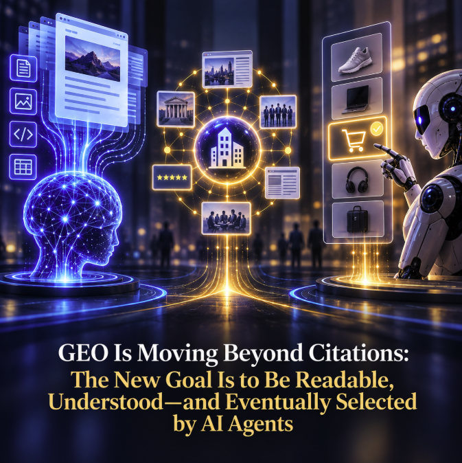 GEO Is Moving Beyond Citations: The New Goal Is to Be Readable, Understood—and Eventually Selected by AI Agents