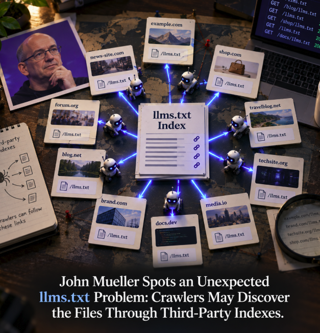 John Mueller Spots an Unexpected llms.txt Problem: Crawlers May Discover the Files Through Third-Party Indexes