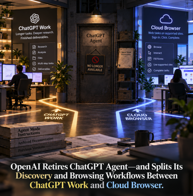 OpenAI Retires ChatGPT Agent—and Splits Its Discovery and Browsing Workflows Between ChatGPT Work and Cloud Browser