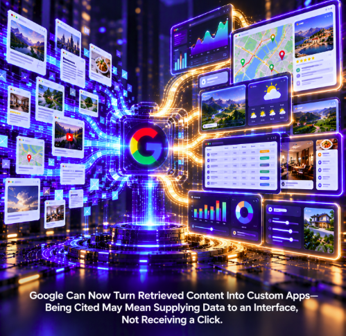 Google Can Now Turn Retrieved Content Into Custom Apps—Being Cited May Mean Supplying Data to an Interface, Not Receiving a Click
