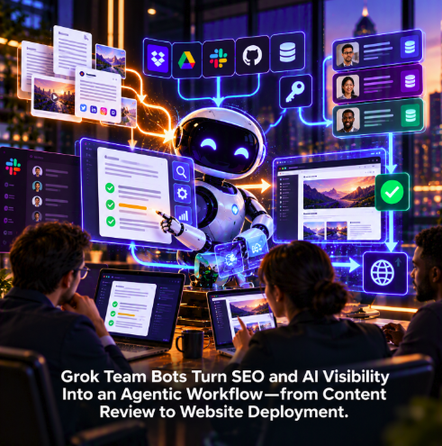 Grok Team Bots Turn SEO and AI Visibility Into an Agentic Workflow—from Content Review to Website Deployment