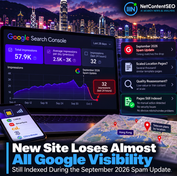 One-Month-Old Site Loses Almost All Google Visibility While Staying Indexed During the September 2026 Spam Update