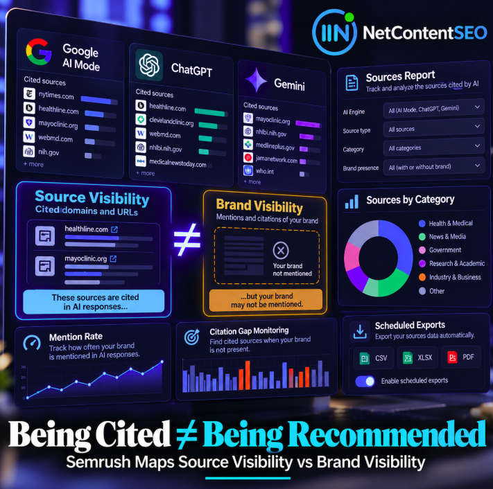 Being Cited Is Not Being Recommended: Semrush Maps Source Visibility vs Brand Visibility in AI Search