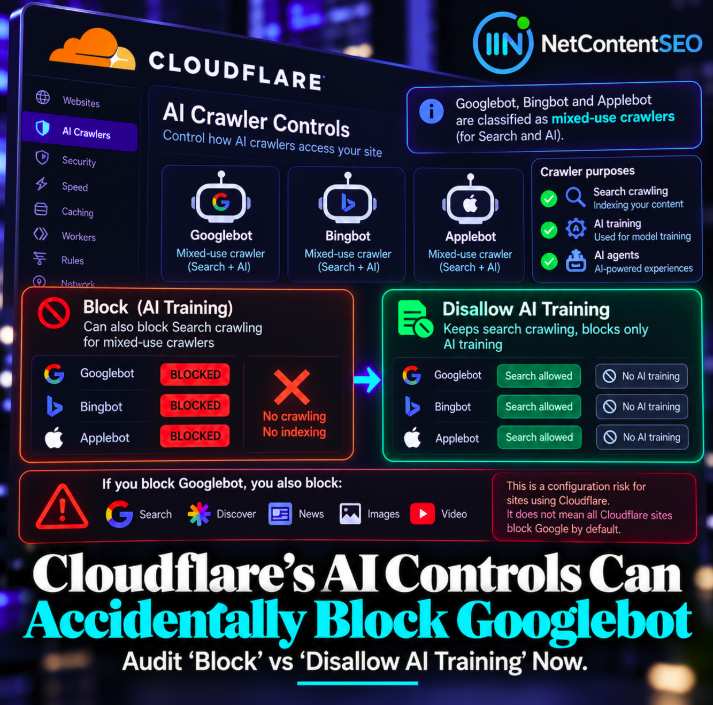 Cloudflare’s AI Controls Can Accidentally Block Googlebot: Audit “Block” vs “Disallow AI Training” Now