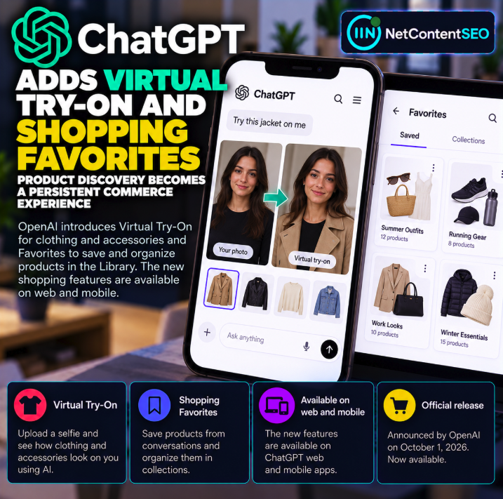 ChatGPT Adds Virtual Try-On and Shopping Favorites: Product Discovery Becomes a Persistent Commerce Experience