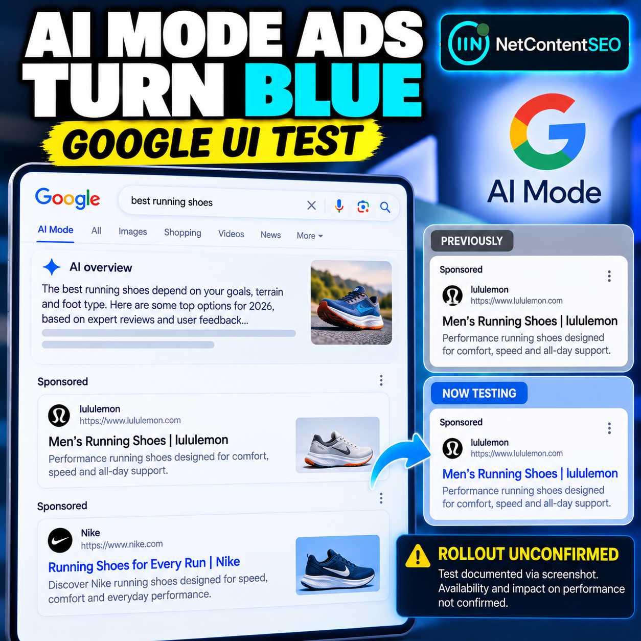 Google Tests Link-Like Blue Headlines for AI Mode Ads: Paid Results Become More Clickable