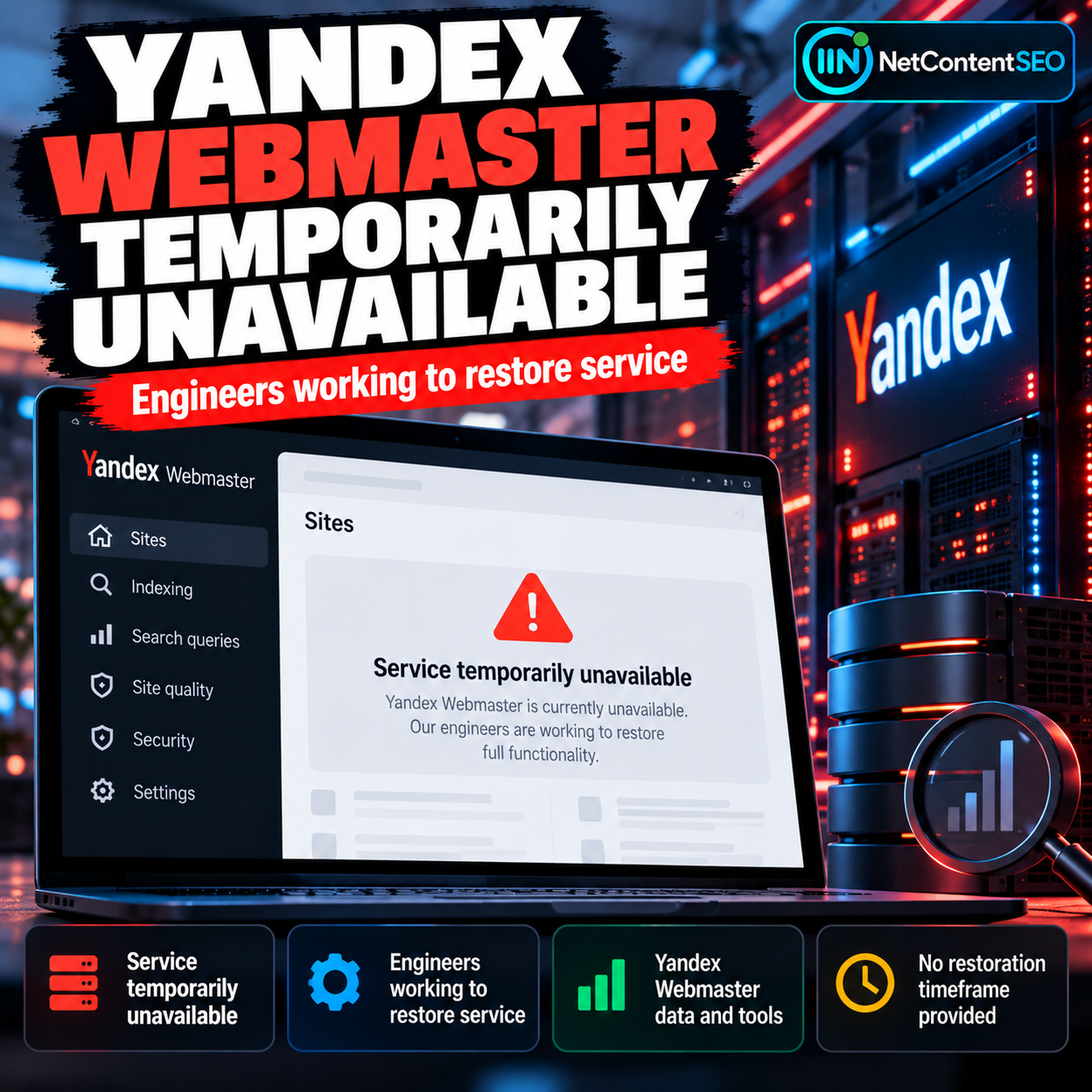 Yandex Webmaster Temporarily Unavailable as Engineers Work to Restore Service