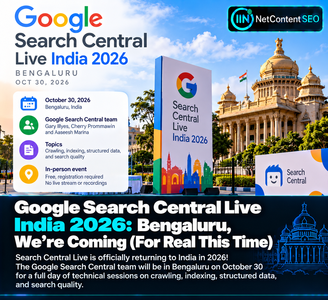 Google Search Central Live Returns to India: Bengaluru Event Set for October 30, 2026
