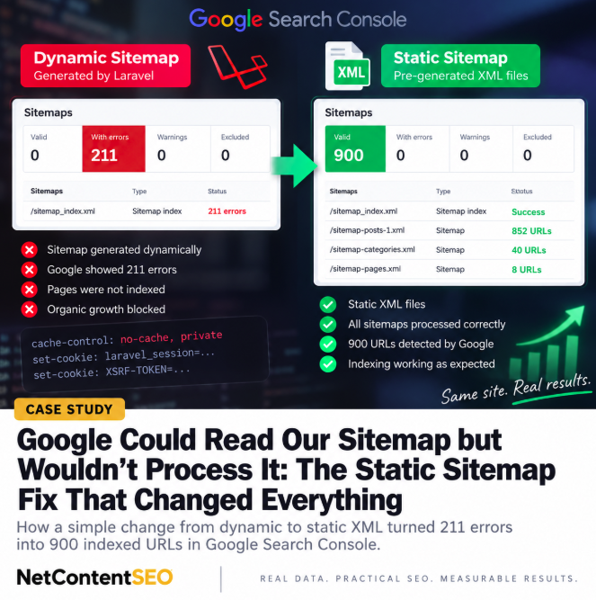 Google Could Read Our Sitemap but Wouldn’t Process It: The Static Sitemap Fix That Changed Everything